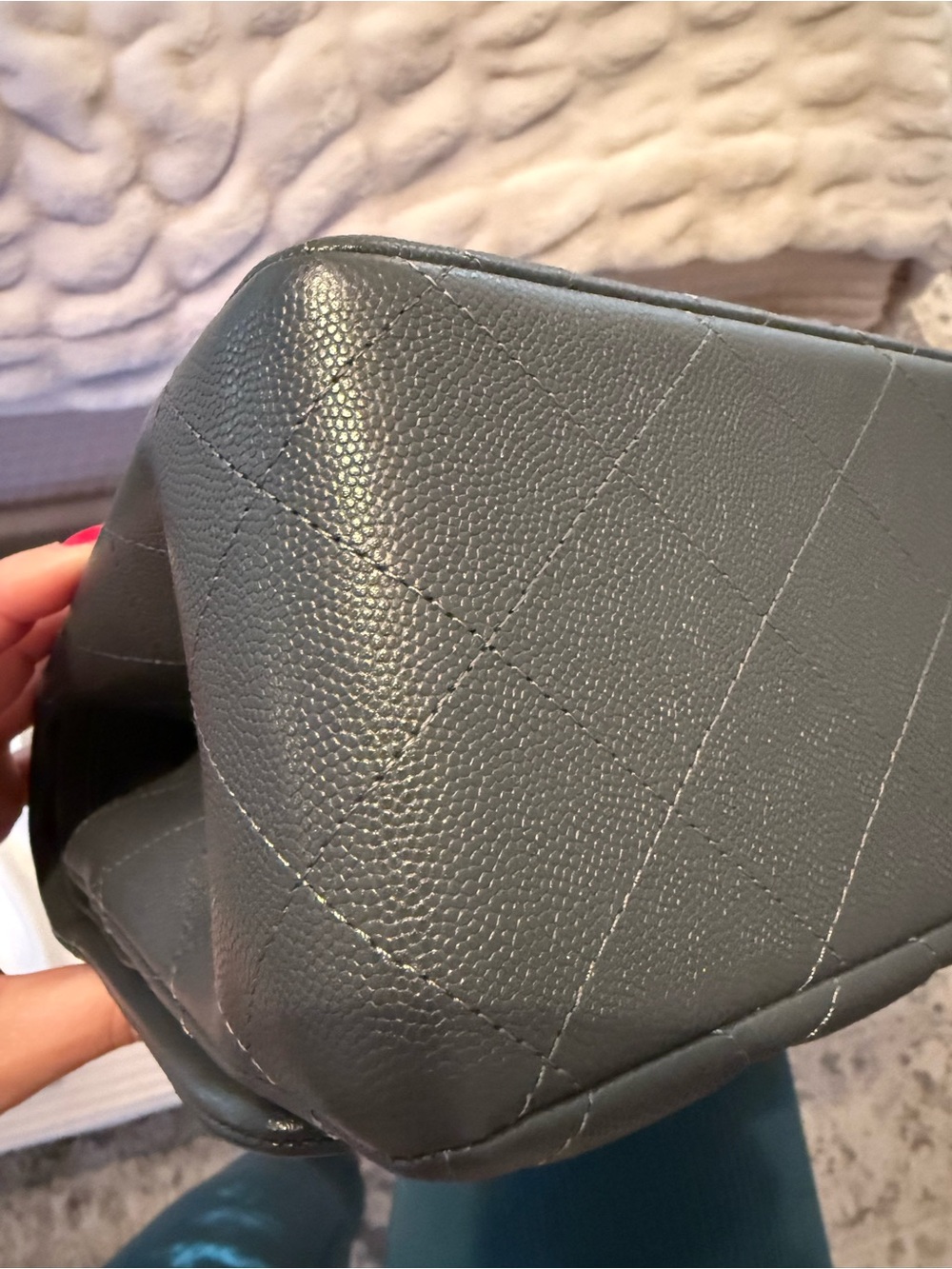 Chanel Classic Quilted Flap Bag in Dark Gray with Gold Hardware jumbo size - Picture 12 of 13